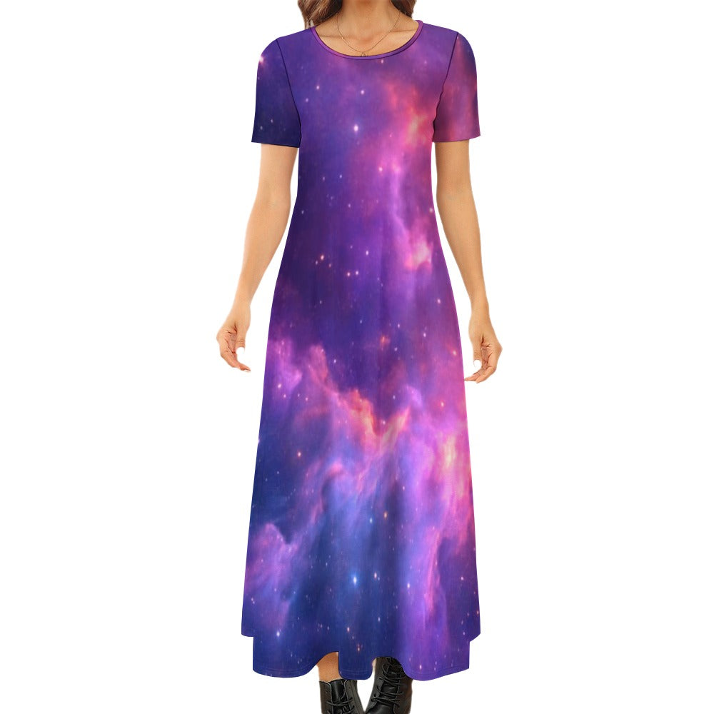 Women's Art Print Round-Neck Short-Sleeve Dress – Design II