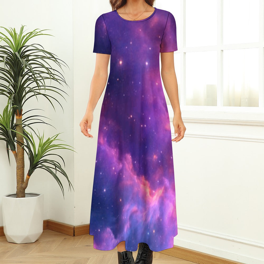 Women's Art Print Round-Neck Short-Sleeve Dress – Design II