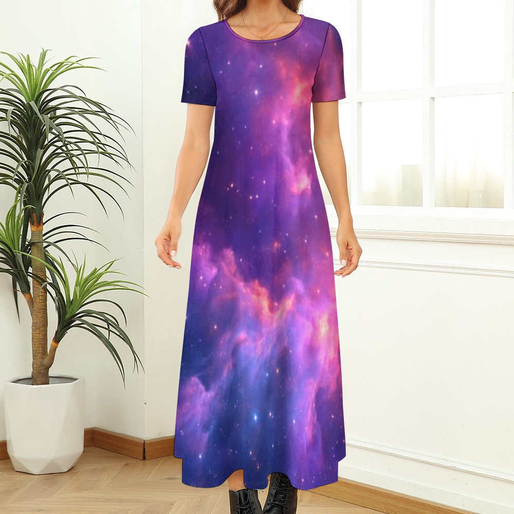 Women's Art Print Round-Neck Short-Sleeve Dress – Design II