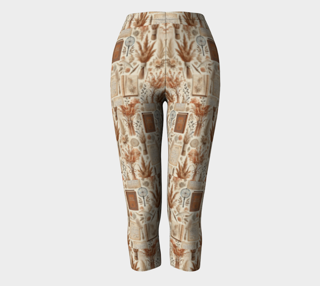 Light Academia Printed Capri Leggings