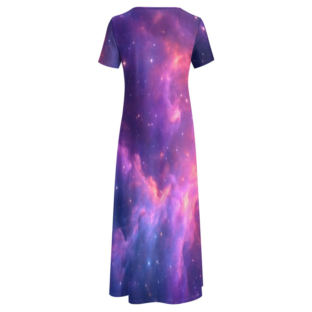 Women's Art Print Round-Neck Short-Sleeve Dress – Design II