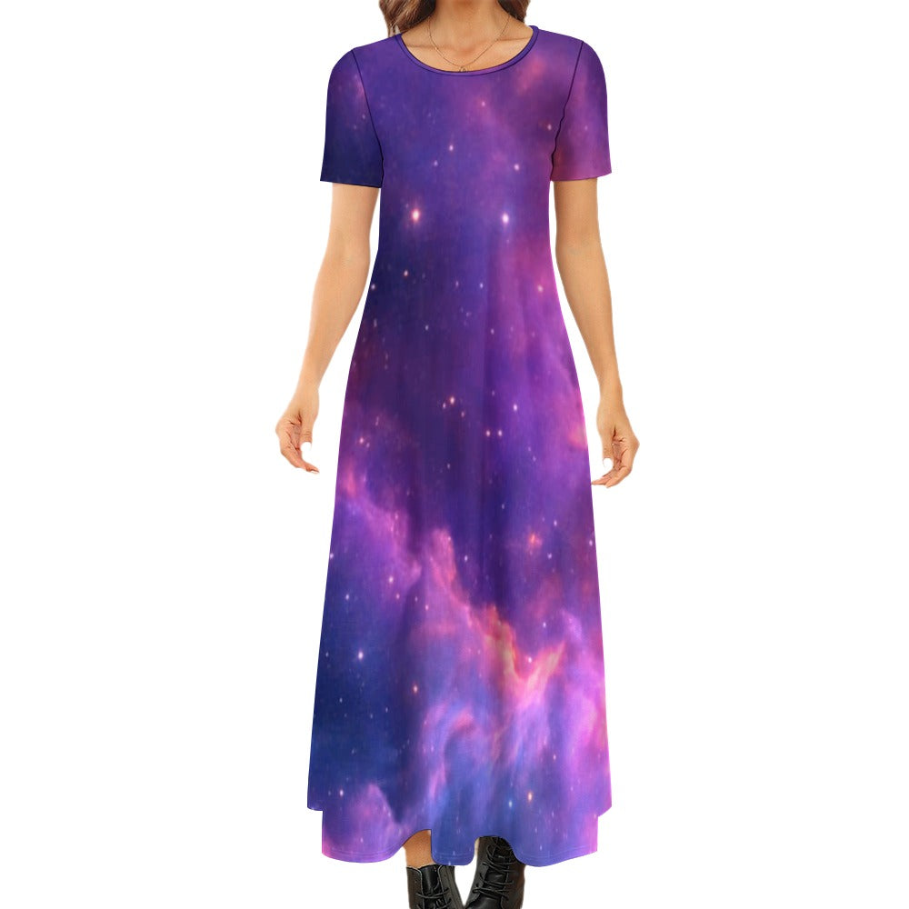 Women's Art Print Round-Neck Short-Sleeve Dress – Design II