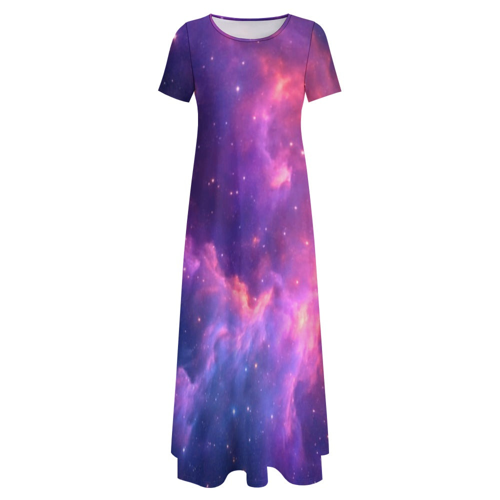 Women's Art Print Round-Neck Short-Sleeve Dress – Design II