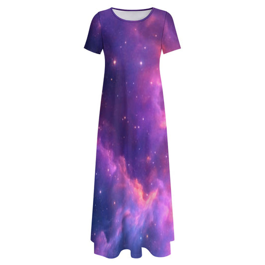 Women's Art Print Round-Neck Short-Sleeve Dress – Design II