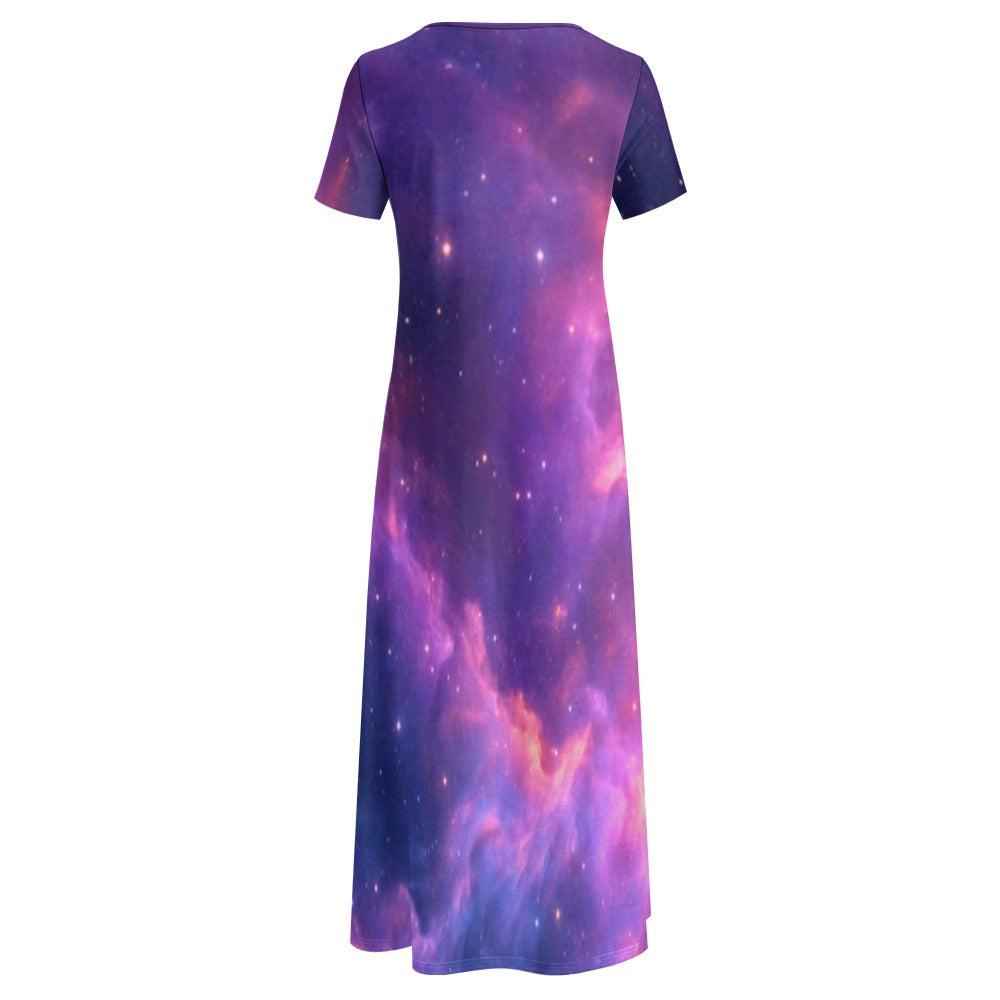 Women's Art Print Round-Neck Short-Sleeve Dress – Design II