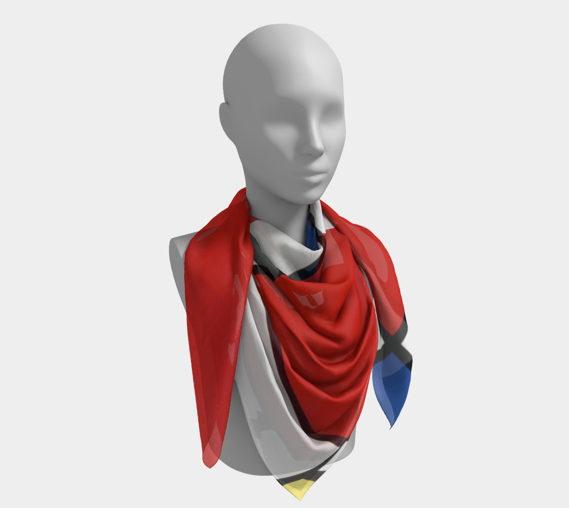 Piet Mondrian-Inspired Abstract Square Scarf