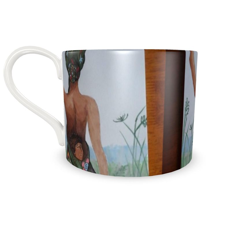 African lady cup/saucer set and Chinese child cup/saucer set