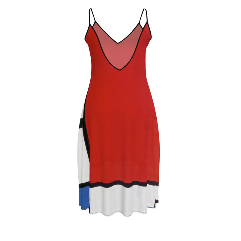 Abstract V-Neck Slip Dress – Inspired by Piet Mondrian (Comp #39)
