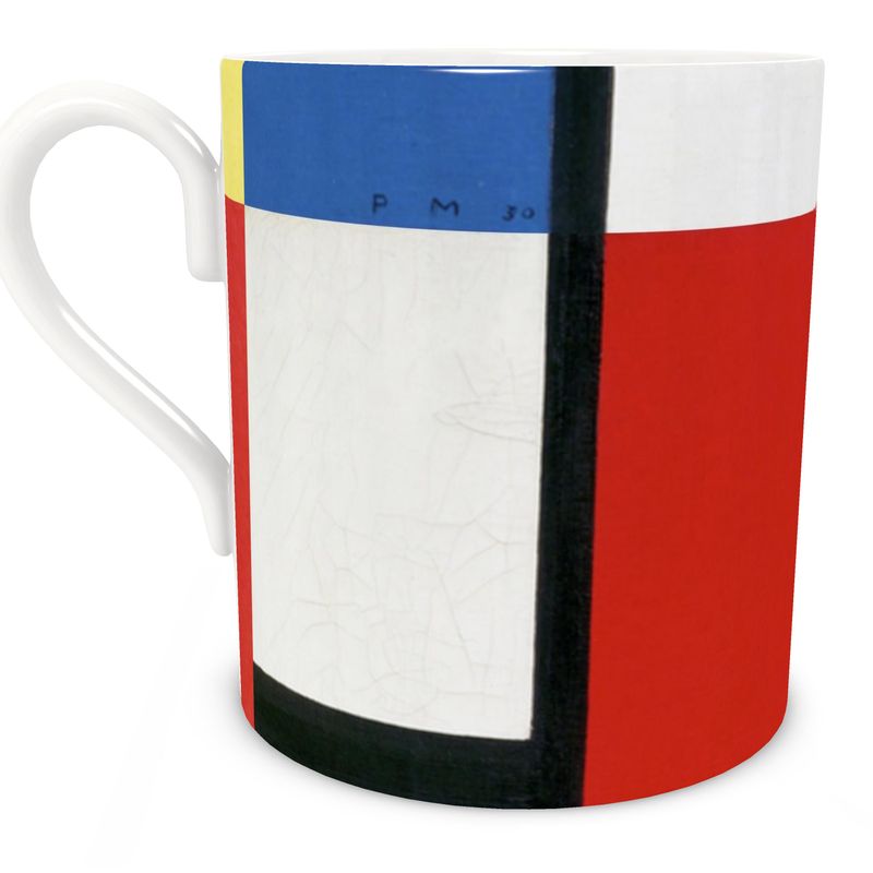 Bone China Mug – Abstract Design Inspired by Piet Mondrian