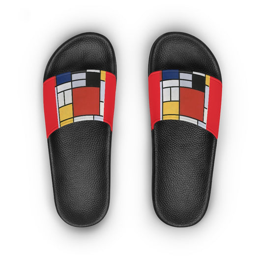 Piet Mondrian inspired women's slide sandals