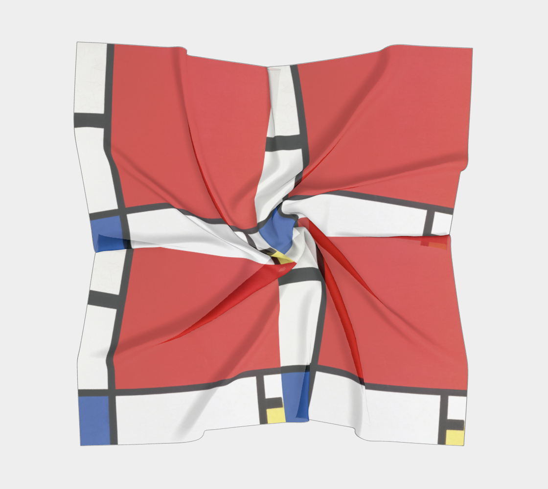 Piet Mondrian-Inspired Abstract Square Scarf