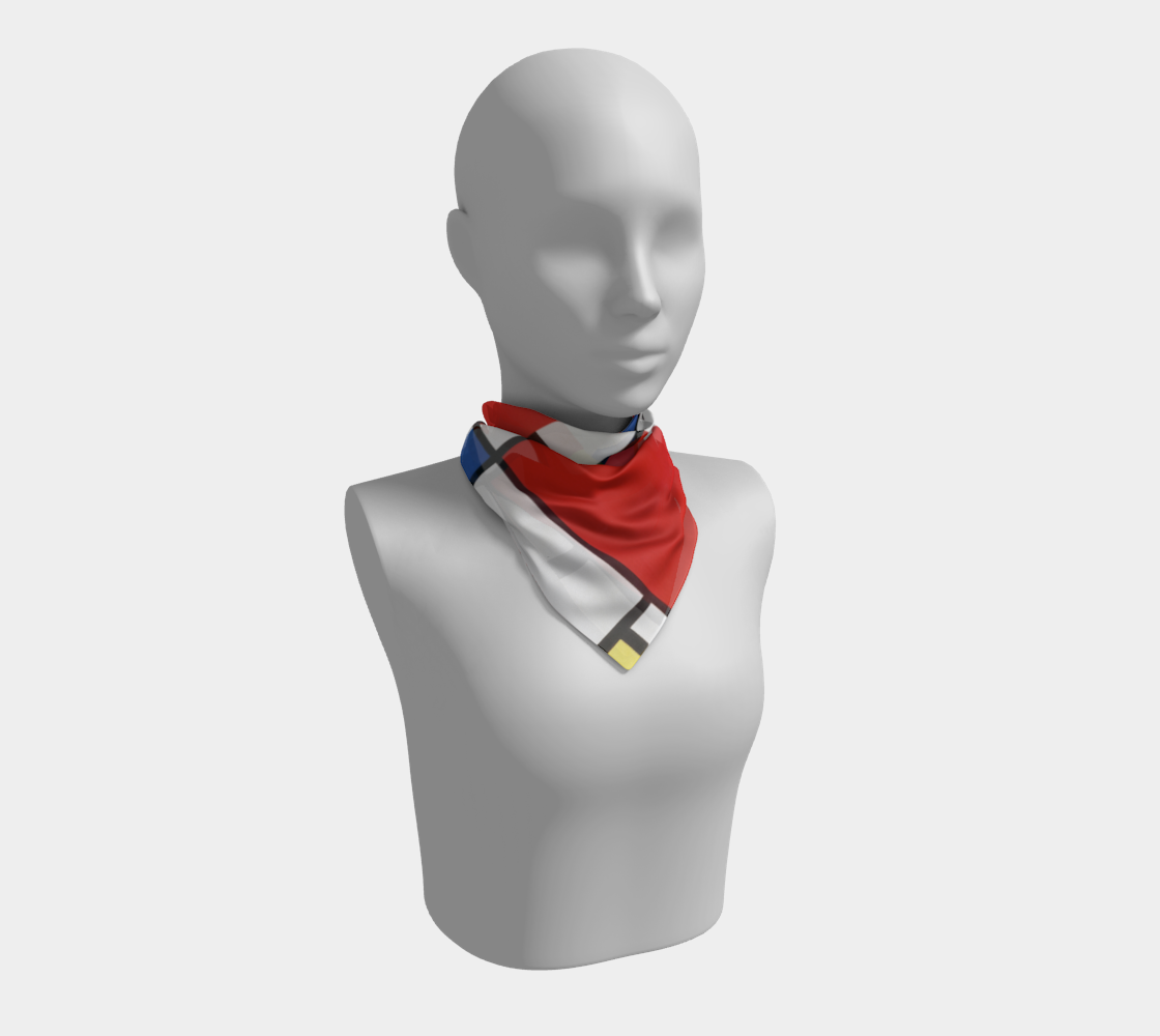 Piet Mondrian-Inspired Abstract Square Scarf