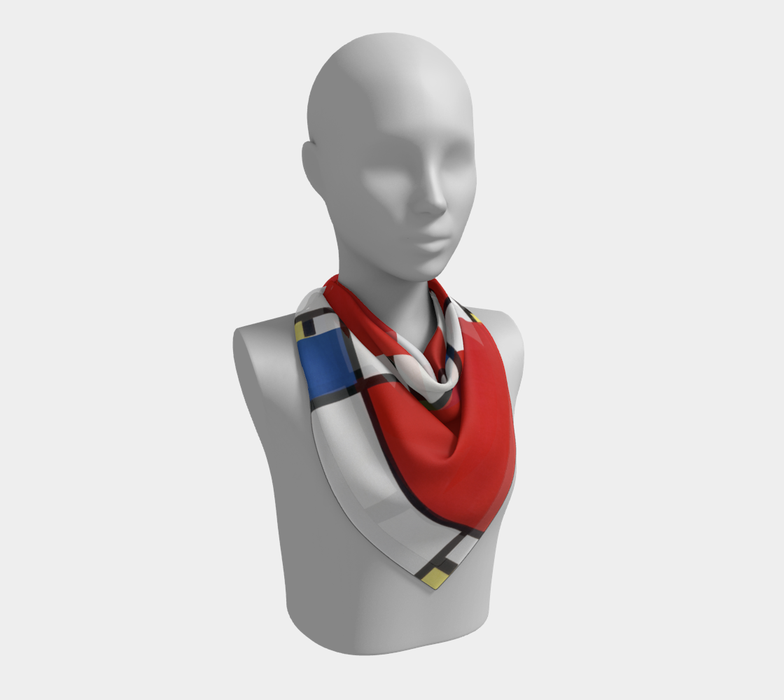 Piet Mondrian-Inspired Abstract Square Scarf