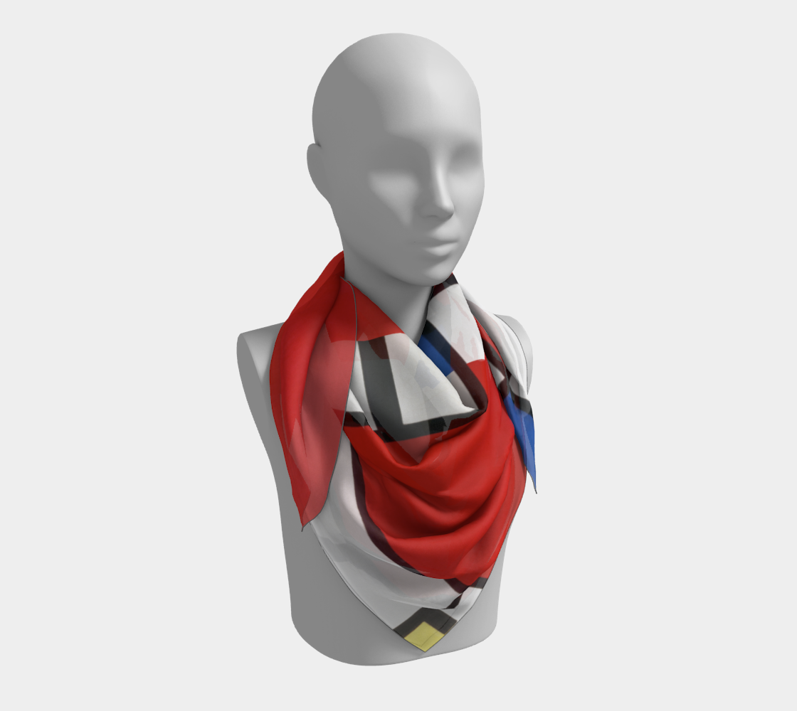 Piet Mondrian-Inspired Abstract Square Scarf